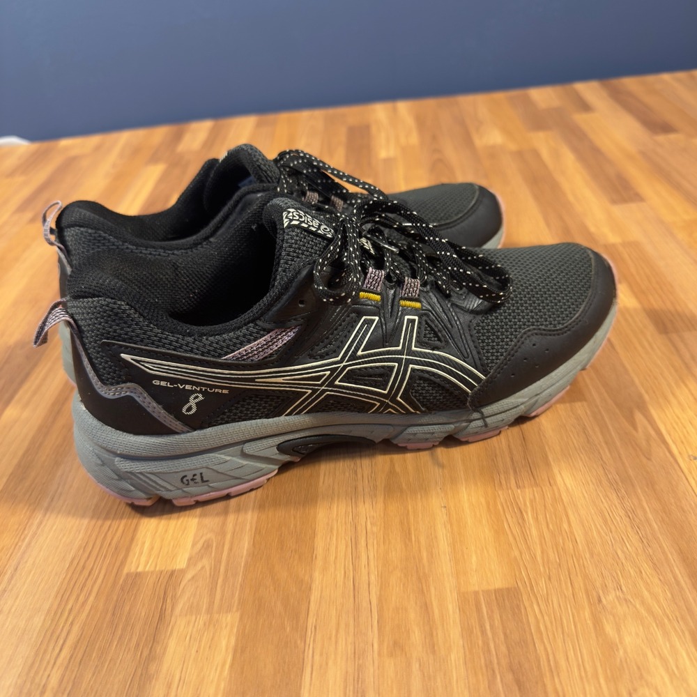 ASICS Gel-Venture 8 Womens 9 Wide Trail Running Shoes Black Pink 1012A706